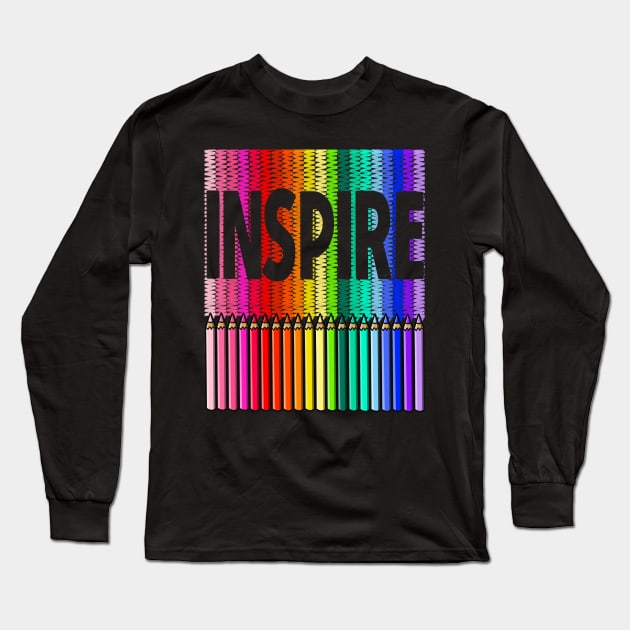 Inspire with Colored Pencils in Rainbow Color Long Sleeve T-Shirt by The Craft ACE